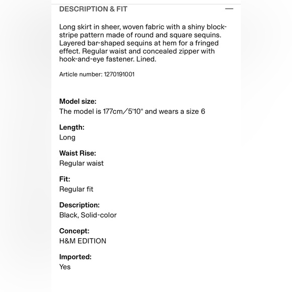 H&M Sequined Maxi Skirt with sequin frill hem. Size 2. NWT - Picture 7 of 7